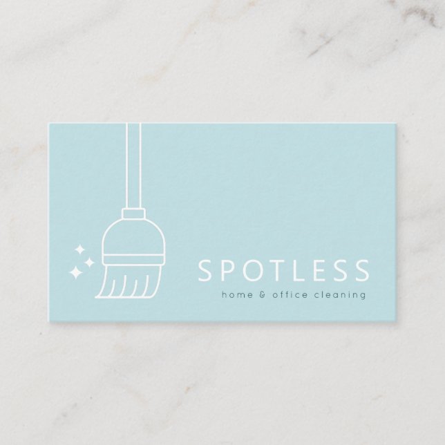 Carte De Visite Service Moderne De Nettoyage Bleu Clair Broom (Devant)
