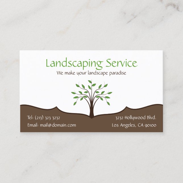 Carte De Visite Service Paysage Élégant Logo Nature Arbre (Devant)