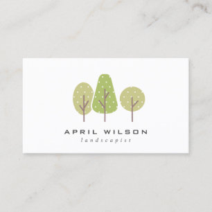 CARTE DE VISITE SERVICE PAYSAGE PASTEL GREEN TREE TRIO PAYSAGE