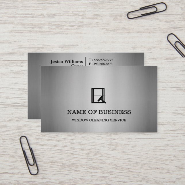 Carte De Visite Service professionnel de nettoyage de vitres avec  (Devant/Arrière en situation)
