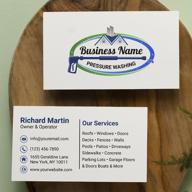 Carte De Visite Service professionnel de nettoyage haute pression  (Créateur téléchargé)