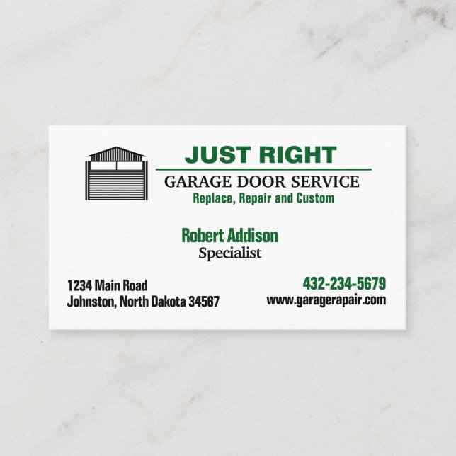 Carte De Visite Service professionnel de portes de garage (Devant)