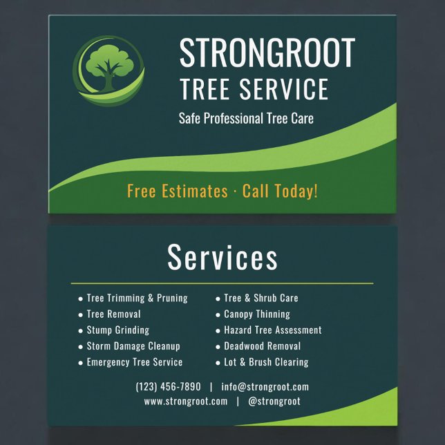 Carte De Visite Service professionnel d'élagage d'arbres Arboriste (Créateur téléchargé)