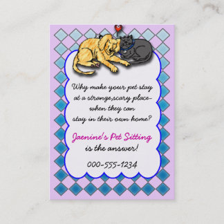 Carte De Visite service se reposant d'animal familier