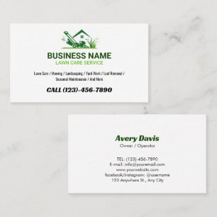 Carte De Visite Service simple d'entretien de la pelouse Logo Trav