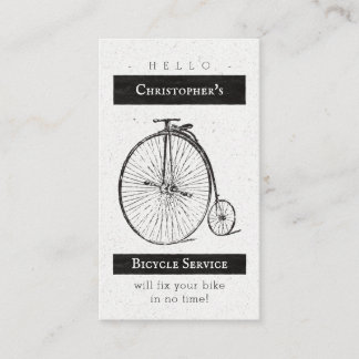 Carte De Visite Service vintage de réparation de vélos Noir Blanc