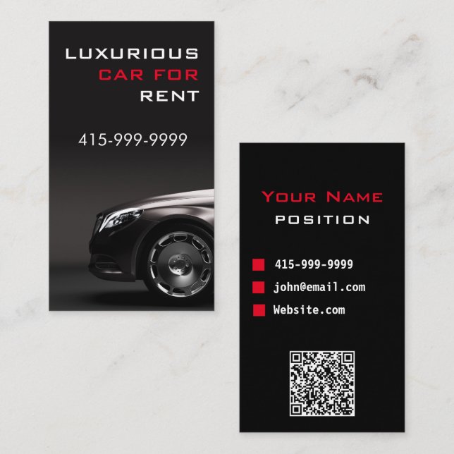 Carte De Visite Service Voiture Classique Ou Code QR Uber Driver (Devant / Derrière)