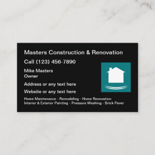 Carte De Visite Services à domicile Suppression de la rénovation