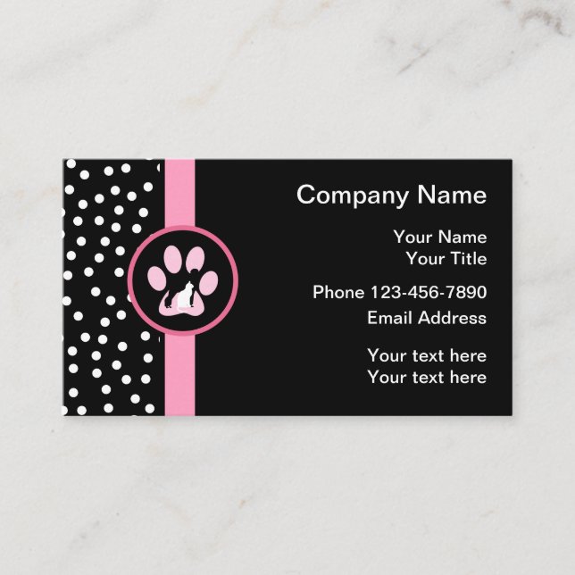Carte De Visite Services à la mode d'animal familier (Devant)