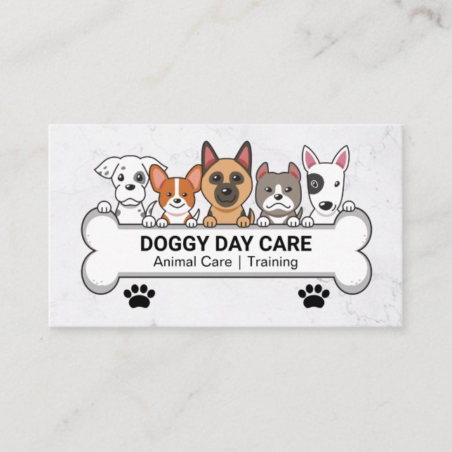 Carte De Visite Services animaux | Groupe de chiens | Doggie Bone (Devant)