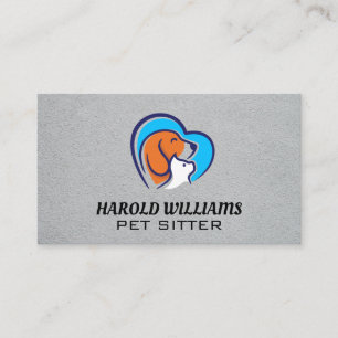 Carte De Visite Services animaux   Logo Coeur de chat de chien