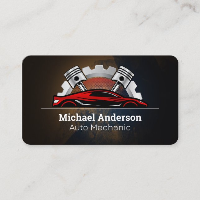 Carte De Visite Services Auto | Technicien | Voiture de Sport (Devant)