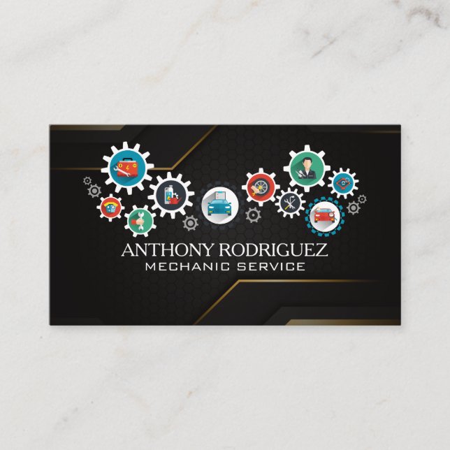 Carte De Visite Services automobiles | Icônes de réparation de voi (Devant)