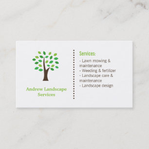 Carte De Visite Services d'aménagement paysager minimaliste Feuill