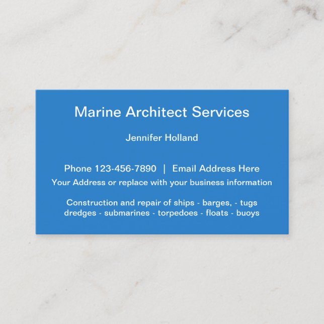 Carte De Visite Services d'architecte maritime (Devant)
