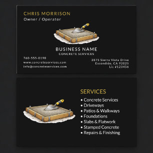 Carte De Visite Services de béton noir Professionnel