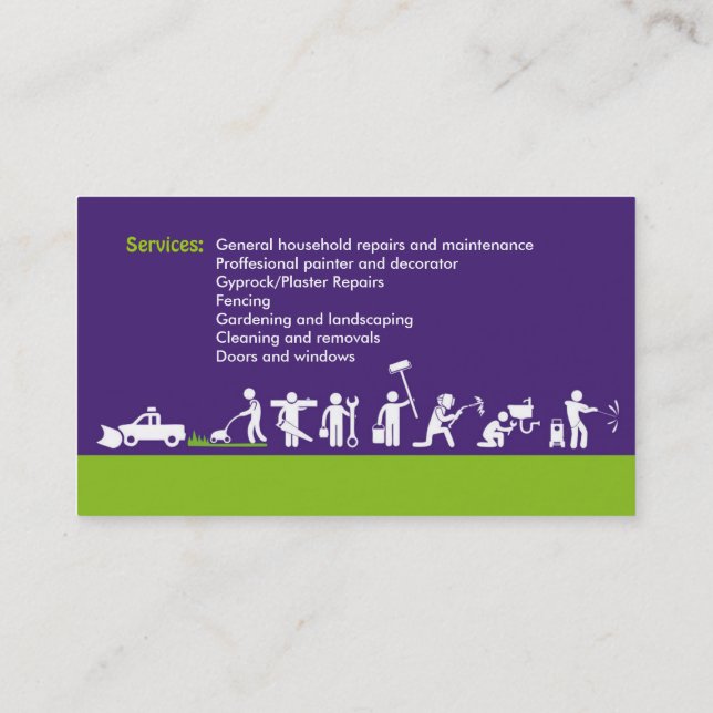 Carte De Visite Services de bricolage, entretien de la maison et e (Dos)