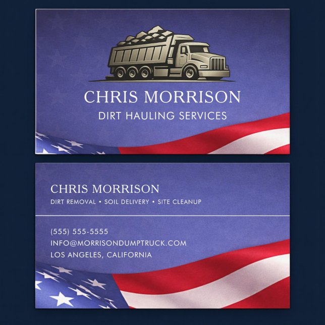 Carte De Visite Services de camion de transport de terre patriotiq (Créateur téléchargé)
