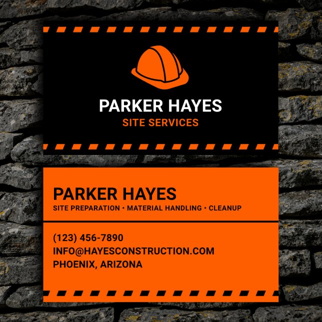 Carte De Visite Services de chantier Casque Orange Orange (Créateur téléchargé)
