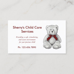 Carte De Visite Services de Childcare, soin de jour, ours de