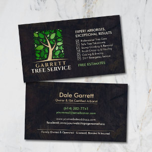 Carte De Visite Services de chirurgien arboricole arboriste profes
