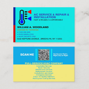 Carte De Visite Services de climatisation AC   Entreprise HVAC sur