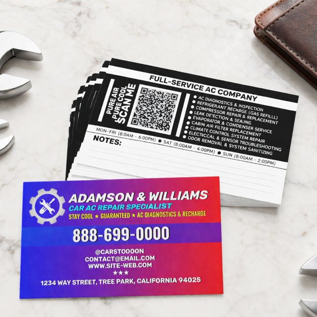 Carte De Visite Services de Climatisation Automobile | Réparation  (Auto car ac Repair Card business )