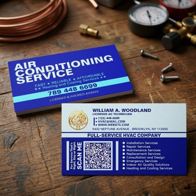 Carte De Visite Services de Climatisation & Chauffage | Meilleur C (modern heating and cooling cards, professional HVAC repairman cards, residential and commercial HVAC)