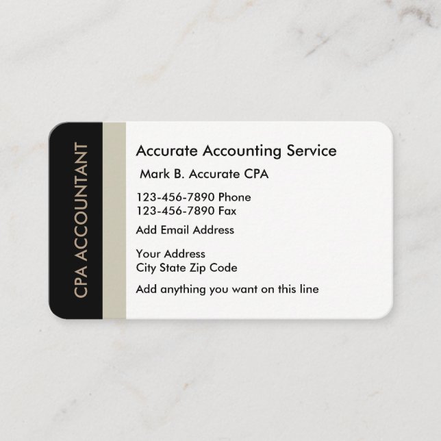 Carte De Visite Services de comptable d'entreprise (Devant)