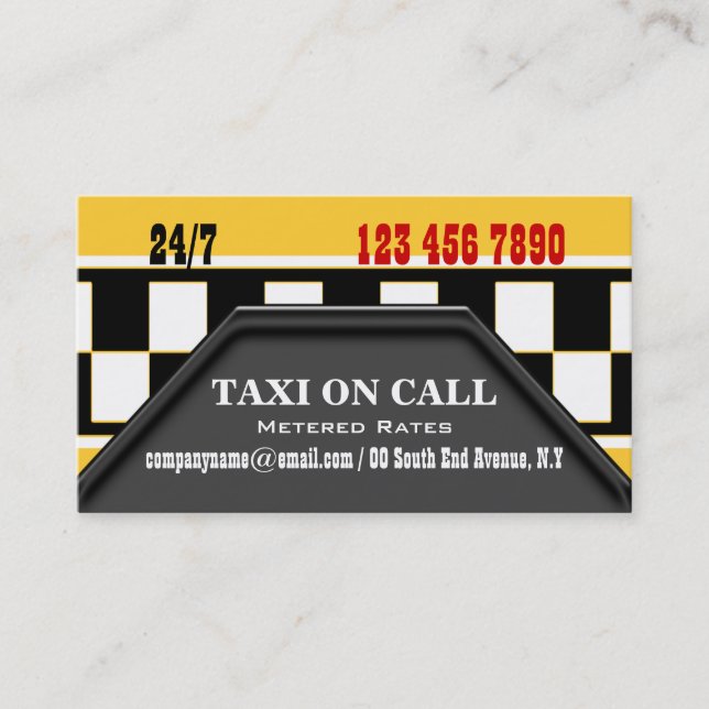 Carte De Visite Services de conducteur de taxi (Devant)