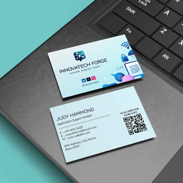Carte De Visite Services de conseil informatique | Feu bleu futuri (Créateur téléchargé)
