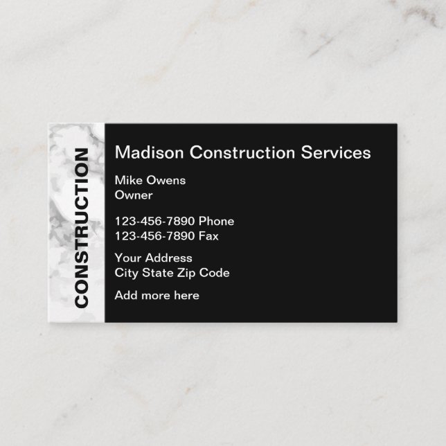 Carte De Visite Services de construction (Devant)