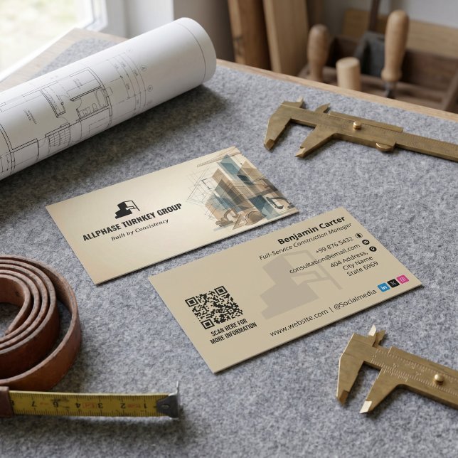 Carte De Visite Services de construction clé en main | Brown Sktec (Créateur téléchargé)
