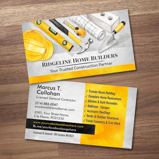Carte De Visite Services de construction de contractant général (Créateur téléchargé)