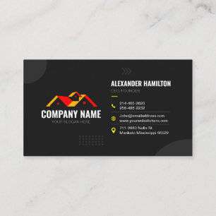 Carte De Visite Services de construction en noir simple