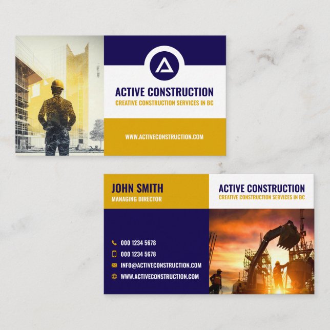 Carte De Visite Services de construction, entrepreneur, constructe (Devant / Derrière)