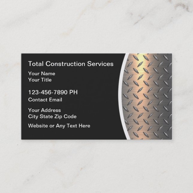 Carte De Visite Services de construction Fond ton argenté (Devant)