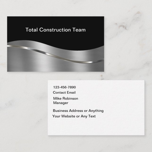 Carte De Visite Services de construction modernes et cool  (Devant / Derrière)