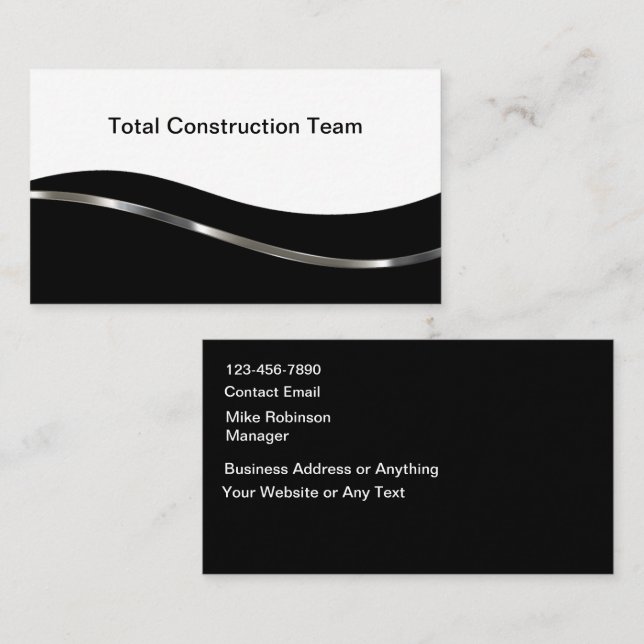 Carte De Visite Services de construction modernes et cool  (Devant / Derrière)