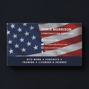 Carte De Visite Services de construction Patriotique Professionnel