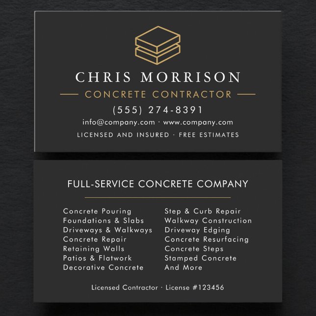 Carte De Visite Services de contracteur en béton (Créateur téléchargé)