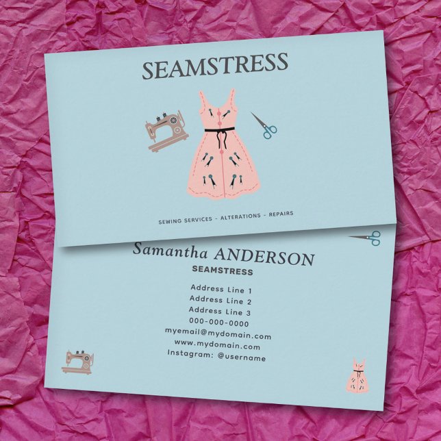 Carte De Visite Services de couturière et de retouches (Seamstress & Alterations Services Business Card)
