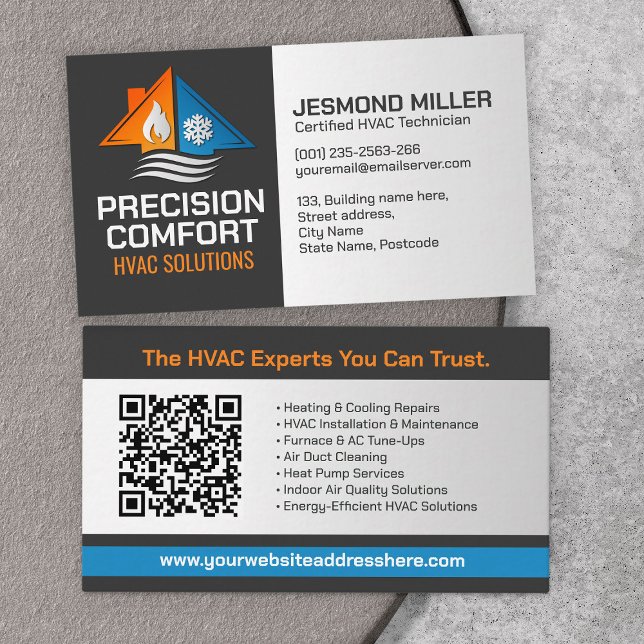 Carte De Visite Services de CVC – Chauffage, ventilation, AC (Créateur téléchargé)