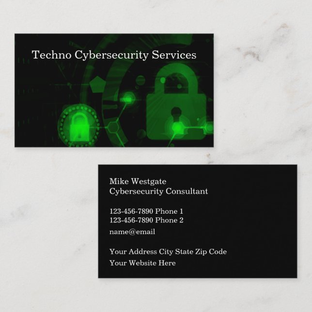 Carte De Visite Services de cybersécurité modernes double face (Devant / Derrière)
