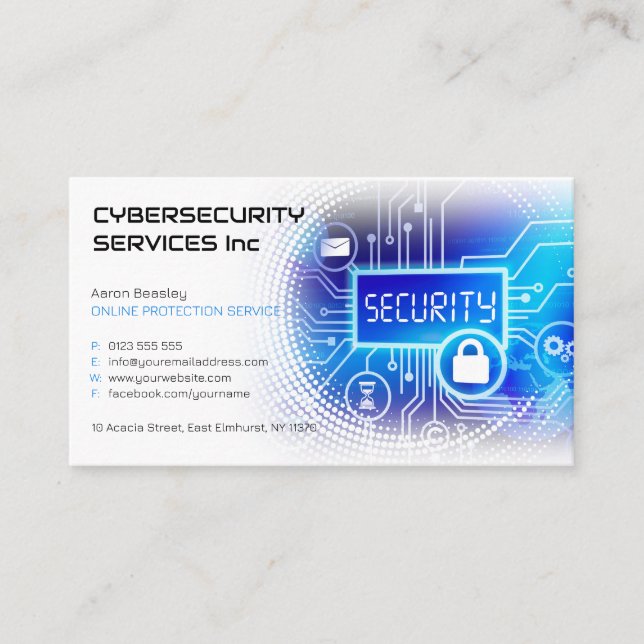 Carte De Visite Services de cybersécurité | SERVICE DE PROTECTION  (Devant)