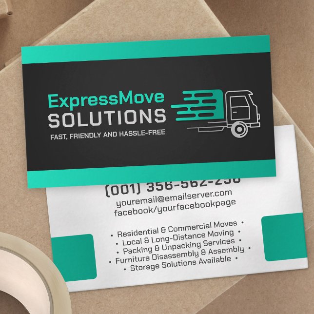 Carte De Visite Services de déménagement professionnels - Déménage (Créateur téléchargé)