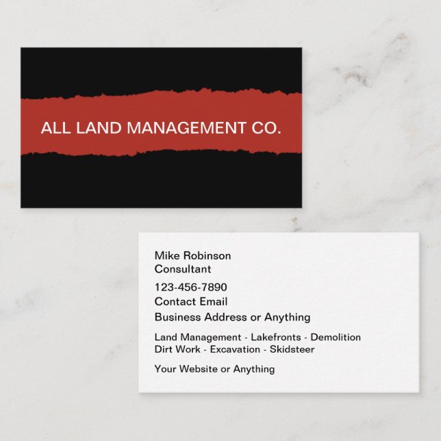 Carte De Visite Services de démolition et d'excavation  (Devant / Derrière)