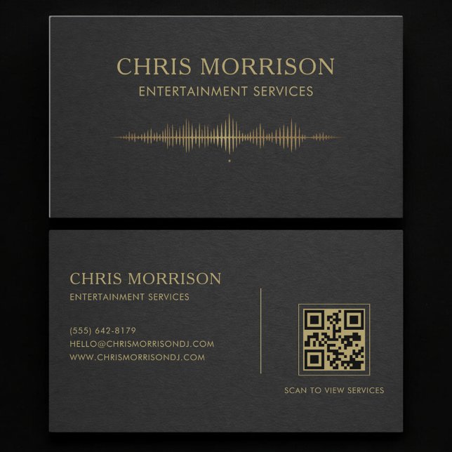 Carte De Visite Services de divertissement Code QR Musique Black G (Créateur téléchargé)