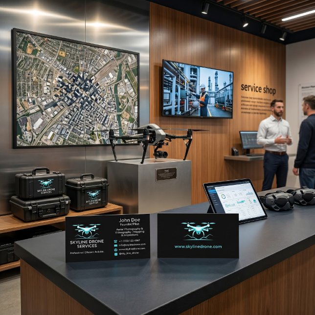 Carte De Visite Services de drone professionnels pour l'immobilier (Créateur téléchargé)
