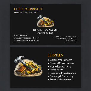 Carte De Visite Services de Entrepreneur Noir Professionnel
